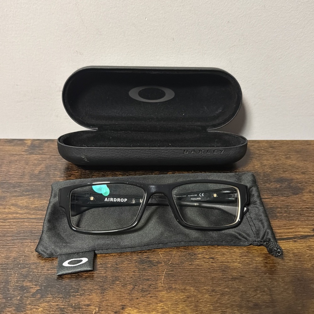 Oakley AirDrop OX8046-0255 Eyeglasses Frame, Black Ink 55-18-143 Used w/Case